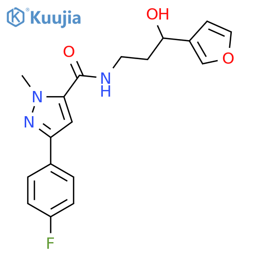 3-(4-fluorophenyl)-N-3-(furan-3-yl)-3-hydroxypropyl-1-methyl-1H-pyrazole-5-carboxamide structure