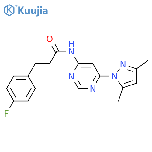 (2E)-N-[6-(3,5-dimethyl-1H-pyrazol-1-yl)pyrimidin-4-yl]-3-(4-fluorophenyl)prop-2-enamide structure