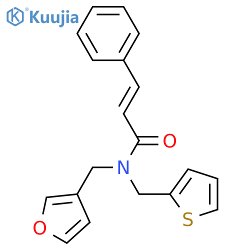 (2E)-N-(furan-3-yl)methyl-3-phenyl-N-(thiophen-2-yl)methylprop-2-enamide structure