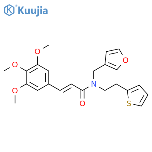 (2E)-N-(furan-3-yl)methyl-N-2-(thiophen-2-yl)ethyl-3-(3,4,5-trimethoxyphenyl)prop-2-enamide structure
