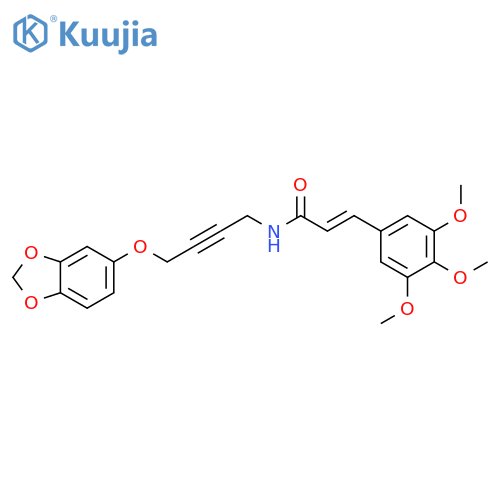 (2E)-N-[4-(2H-1,3-benzodioxol-5-yloxy)but-2-yn-1-yl]-3-(3,4,5-trimethoxyphenyl)prop-2-enamide structure