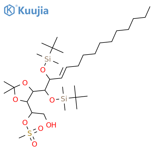 1,2-Ethanediol, 1-[(4R,5S)-5-[(1R,2S,3Z)-1,2-bis[[(1,1-dimethylethyl)dimethylsilyl]oxy]-3-tetradecen-1-yl]-2,2-dimethyl-1,3-dioxolan-4-yl]-, (1R)-, 1-methanesulfonate structure