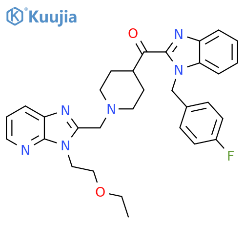 Methanone,[1-[[3-(2-ethoxyethyl)-3H-imidazo[4,5-b]pyridin-2-yl]methyl]-4-piperidinyl][1-[(4-fluorophenyl)methyl]-1H-benzimidazol-2-yl]- structure