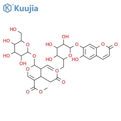 2H-1-Benzopyran-2-one,7-[[6-O-[[(2S,3R,4S)-3-ethenyl-2-(b-D-glucopyranosyloxy)-3,4-dihydro-5-(methoxycarbonyl)-2H-pyran-4-yl]acetyl]-b-D-glucopyranosyl]oxy]-6-hydroxy-(9CI) structure