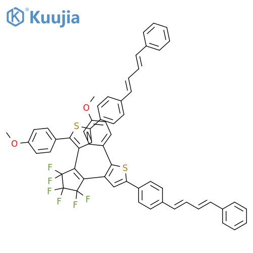 Thiophene, 3,3'-(3,3,4,4,5,5-hexafluoro-1-cyclopentene-1,2-diyl)bis[2-(4-methoxyphenyl)-5-[4-[(1E,3E)-4-phenyl-1,3-butadien-1-yl]phenyl]- structure