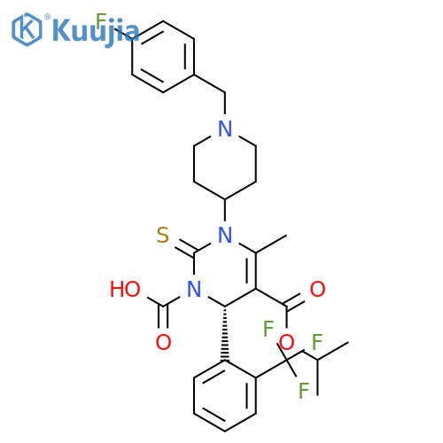 1,5(2H)-Pyrimidinedicarboxylicacid, 3,6-dihydro-4-methyl-2-thioxo-6-[2-(trifluoromethyl)phenyl]-,1-[1-[(4-fluorophenyl)methyl]-4-piperidinyl] 5-(1-methylethyl) ester, (S)-(9CI) structure