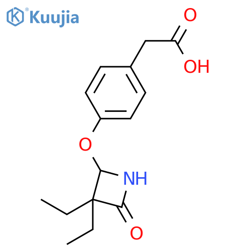 Benzeneacetic acid, 4-[(3,3-diethyl-4-oxo-2-azetidinyl)oxy]-, (±)- structure