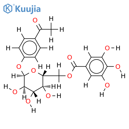 4-hydroxyacetophenone-4-O-beta-(6''-galloyl)glucopyranoside structure