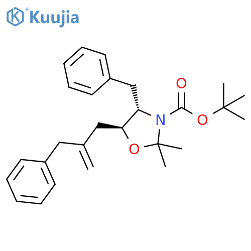 3-Oxazolidinecarboxylic acid,2,2-dimethyl-4-(phenylmethyl)-5-[2-(phenylmethyl)-2-propenyl]-,1,1-dimethylethyl ester, (4S,5S)- structure