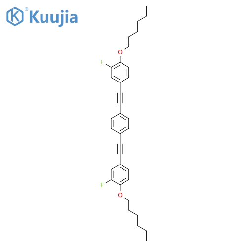 1,1'-[1,4-Phenylenedi(ethyne-2,1-diyl)]bis[3-fluoro-4-(hexyloxy)benzene] structure