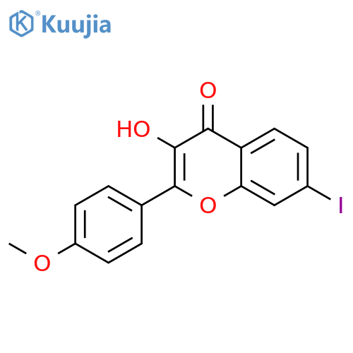 4H-1-Benzopyran-4-one, 3-hydroxy-2-(4-methoxyphenyl)-7-iodo- structure