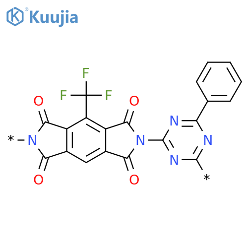Poly[[5,7-dihydro-1,3,5,7-tetraoxo-4-(trifluoromethyl)benzo[1,2-c:4,5-c']dipyrrole-2,6(1H,3H)-diyl](6-phenyl-1,3,5-triazine-2,4-diyl)] structure