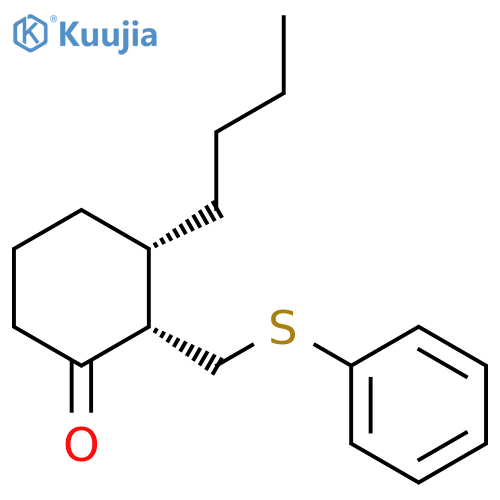 Cyclohexanone, 3-butyl-2-[(phenylthio)methyl]-, (2S-cis)- structure