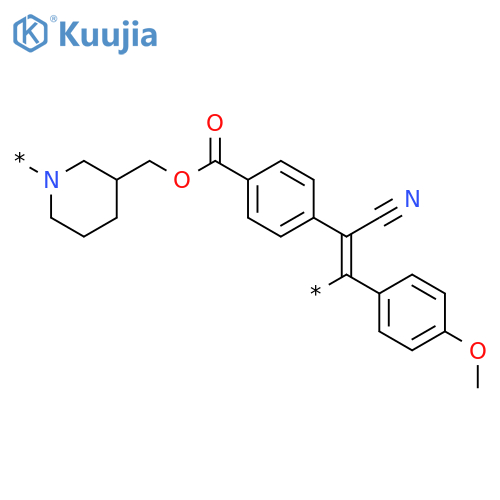 Poly[1,3-piperidinediylmethyleneoxycarbonyl-1,4-phenylene[1-cyano-2-(4-methoxyphenyl)-1,2-ethenediyl]] structure
