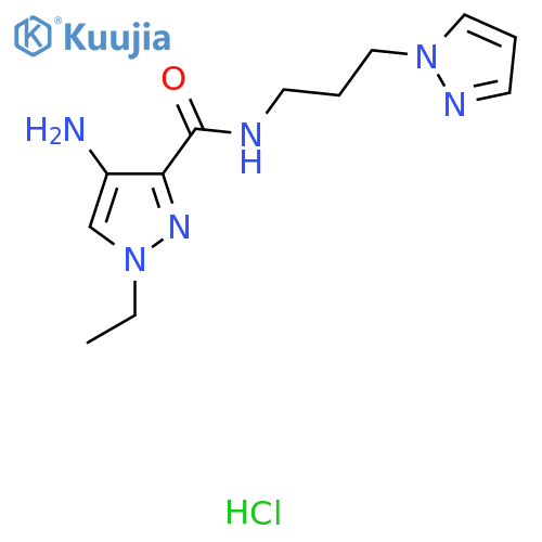 4-Amino-1-ethyl-N-(3-pyrazol-1-ylpropyl)pyrazole-3-carboxamide;hydrochloride structure