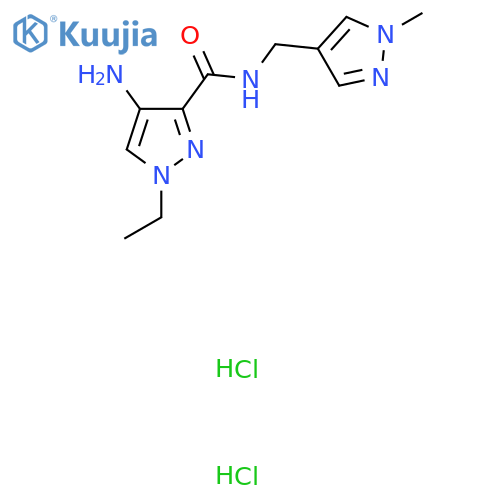 4-Amino-1-ethyl-N-[(1-methylpyrazol-4-yl)methyl]pyrazole-3-carboxamide;dihydrochloride structure