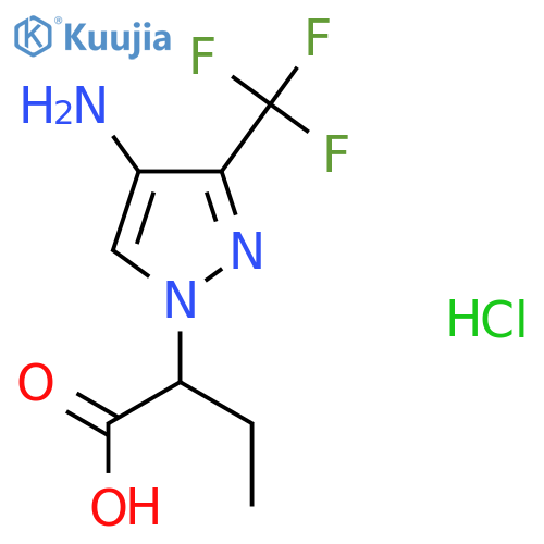 2-[4-Amino-3-(trifluoromethyl)pyrazol-1-yl]butanoic acid;hydrochloride structure