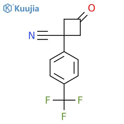 3-oxo-1-4-(trifluoromethyl)phenylcyclobutane-1-carbonitrile structure