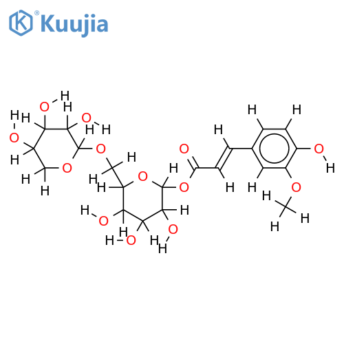 (E)-1-O-p-Feruloyl-beta-D-xylopyranosyl-(1->6)-beta-D-glucopyranose structure