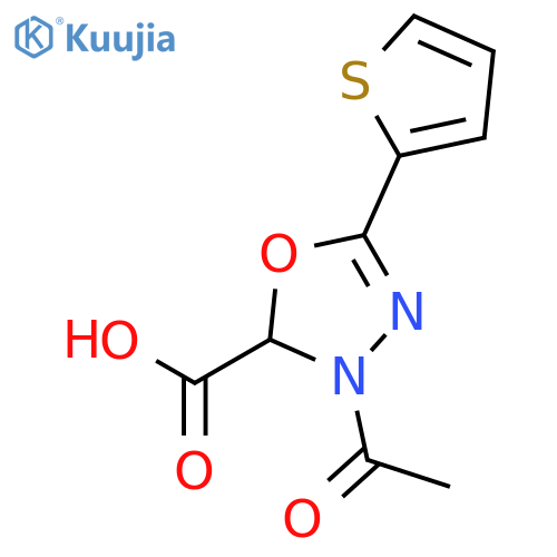 3-acetyl-5-(thiophen-2-yl)-2,3-dihydro-1,3,4-oxadiazole-2-carboxylic acid structure