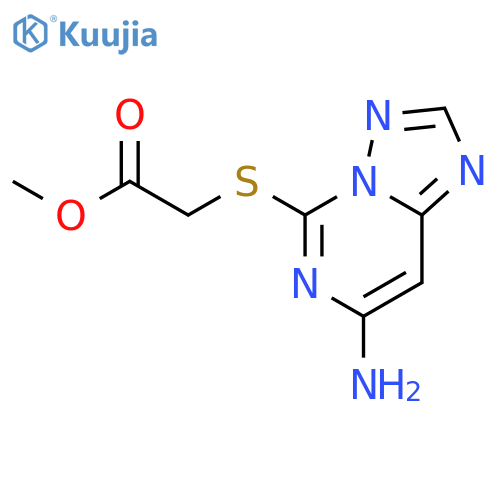 Acetic acid,2-[(7-amino[1,2,4]triazolo[1,5-c]pyrimidin-5-yl)thio]-, methyl ester structure
