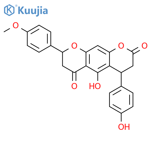2H,6H-Benzo[1,2-b:5,4-b']dipyran-2,6-dione, 3,4,7,8-tetrahydro-5-hydroxy-4-(4-hydroxyphenyl)-8-(4-methoxyphenyl)- (9CI) structure
