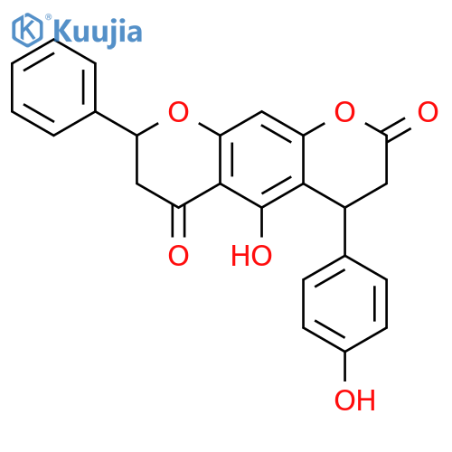 2H,6H-Benzo[1,2-b:5,4-b']dipyran-2,6-dione, 3,4,7,8-tetrahydro-5-hydroxy-4-(4-hydroxyphenyl)-8-phenyl- (9CI) structure