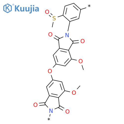 Poly[(1,3-dihydro-7-methoxy-1,3-dioxo-2H-isoindole-2,5-diyl)oxy(1,3-dihydro-7-methoxy-1,3-dioxo-2H-isoindole-5,2-diyl)[(methylsulfinyl)-1,4-phenylene]] structure