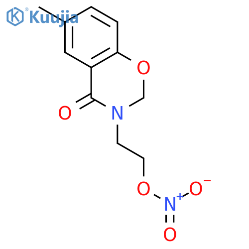 4H-1,3-Benzoxazin-4-one,2,3-dihydro-6-methyl-3-[2-(nitrooxy)ethyl]- structure
