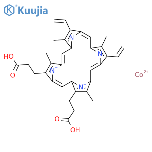 Cobaltate(2-),[7,12-diethenyl-3,8,13,17-tetramethyl-21H,23H-porphine-2,18-dipropanoato(4-)-kN21,kN22,kN23,kN24]-, hydrogen (1:2), (SP-4-2)- structure