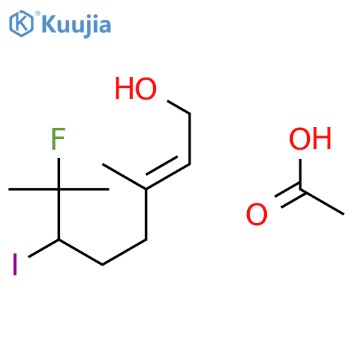 2-Octen-1-ol, 7-fluoro-6-iodo-3,7-dimethyl-, acetate, (E)- structure