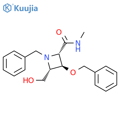 2-Azetidinecarboxamide, 4-(hydroxymethyl)-N-methyl-3-(phenylmethoxy)-1-(phenylmethyl)-, (2S,3S,4S)- structure