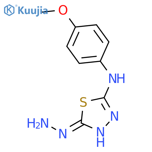 1,3,4-Thiadiazol-2(3H)-one, 5-[(4-methoxyphenyl)amino]-, hydrazone structure