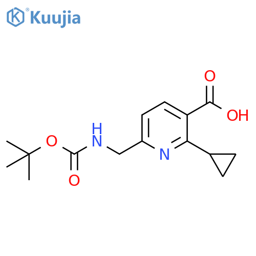 6-({(tert-butoxy)carbonylamino}methyl)-2-cyclopropylpyridine-3-carboxylic acid structure