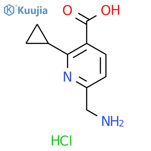 6-(aminomethyl)-2-cyclopropylpyridine-3-carboxylic acid hydrochloride structure