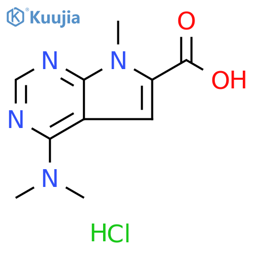 4-(dimethylamino)-7-methyl-7H-pyrrolo[2,3-d]pyrimidine-6-carboxylic acid hydrochloride structure