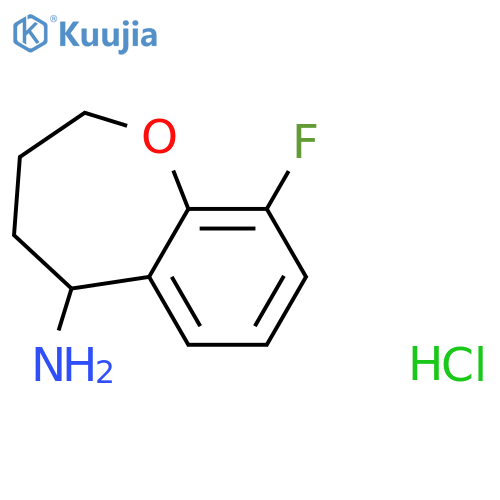 9-fluoro-2,3,4,5-tetrahydro-1-benzoxepin-5-amine hydrochloride structure