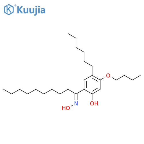1-Decanone, 1-(4-butoxy-5-hexyl-2-hydroxyphenyl)-, oxime structure