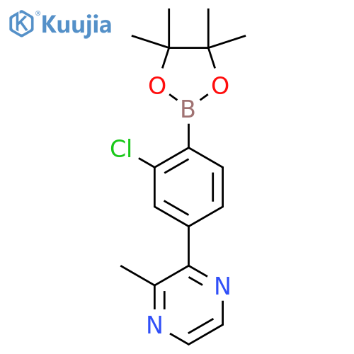 2-(3-Chloro-4-(4,4,5,5-tetramethyl-1,3,2-dioxaborolan-2-yl)phenyl)-3-methylpyrazine structure