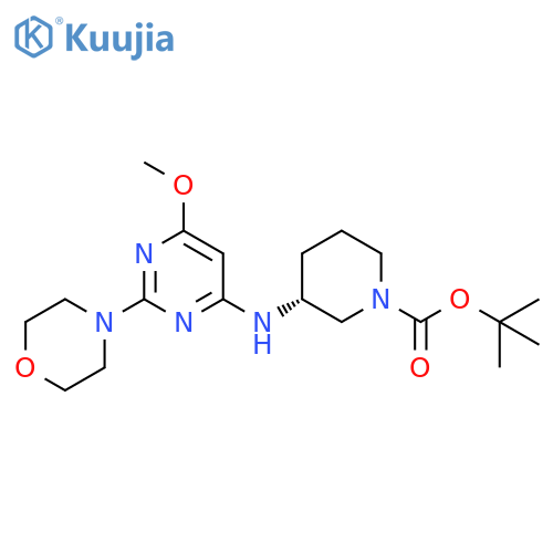 1-Piperidinecarboxylic acid, 3-[[6-methoxy-2-(4-morpholinyl)-4-pyrimidinyl]amino]-, 1,1-dimethylethyl ester, (3R)- structure