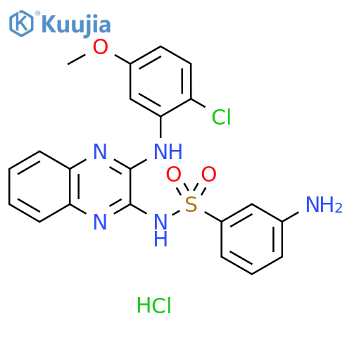 3-amino-N-(3-(2-chloro-5-methoxyphenylamino)quinoxalin-2-yl)benzenesulfonamide hydrochloride structure
