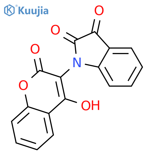 1H-INDOLE-2,3-DIONE, 1-(4-HYDROXY-2-OXO-2H-1-BENZOPYRAN-3-YL)- structure