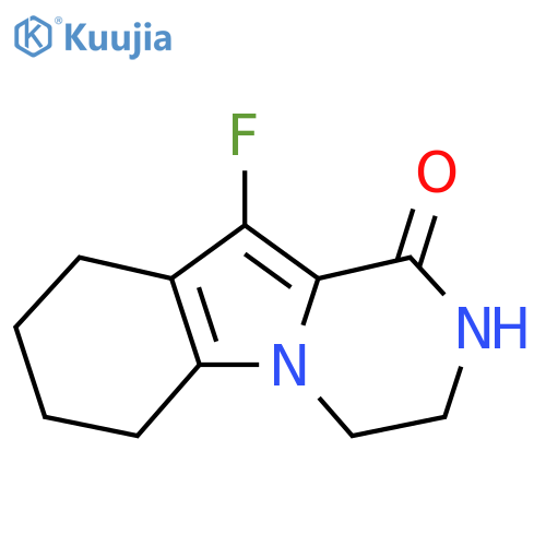 10-fluoro-3,4,6,7,8,9-hexahydro-2H-pyrazino[1,2-a]indol-1-one structure