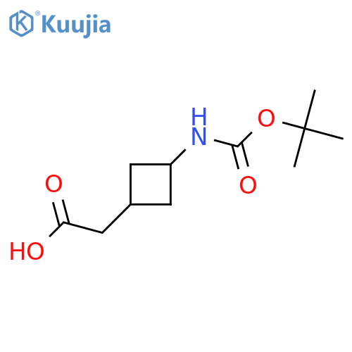 2-[trans-3-{[(tert-butoxy)carbonyl]amino}cyclobutyl]acetic acid structure