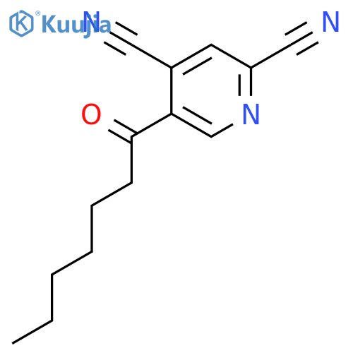 2,4-Pyridinedicarbonitrile, 5-(1-oxoheptyl)- structure