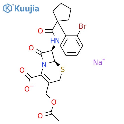 5-Thia-1-azabicyclo[4.2.0]oct-2-ene-2-carboxylicacid,3-[(acetyloxy)methyl]-7-[[[1-(2-bromophenyl)cyclopentyl]carbonyl]amino]-8-oxo-,monosodium salt, (6R-trans)- (9CI) structure