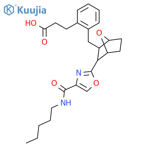 Benzenepropanoic acid,2-[[(1S,2R,3S,4R)-3-[4-[(pentylamino)carbonyl]-2-oxazolyl]-7-oxabicyclo[2.2.1]hept-2-yl]methyl]- structure