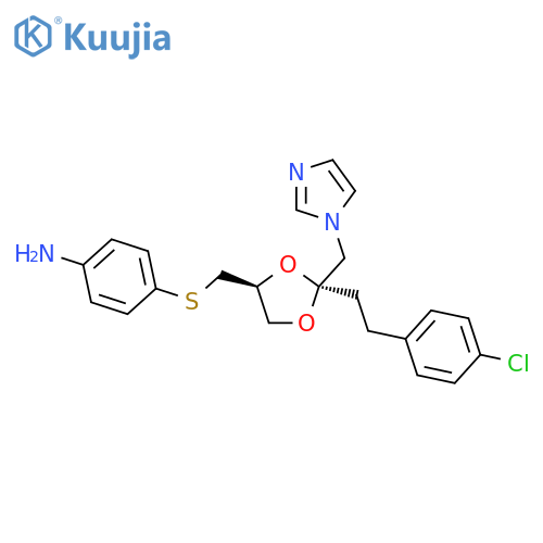 Benzenamine,4-[[[(2S,4S)-2-[2-(4-chlorophenyl)ethyl]-2-(1H-imidazol-1-ylmethyl)-1,3-dioxolan-4-yl]methyl]thio]-,hydrochloride (1:2) structure