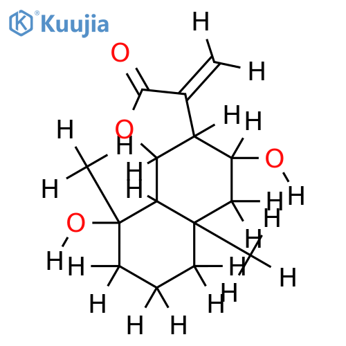 (4alpha,6alpha,9alpha,11alpha)-4,8-Dihydroxy-11(13)-eudesmen-12,6-olide structure