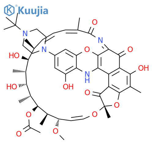 Rifamycin VIII,1',4-didehydro-1-deoxy-5'-[4-(1,1-dimethylethyl)-1-piperazinyl]-1,4-dihydro-3'-hydroxy-1-oxo-(9CI) structure